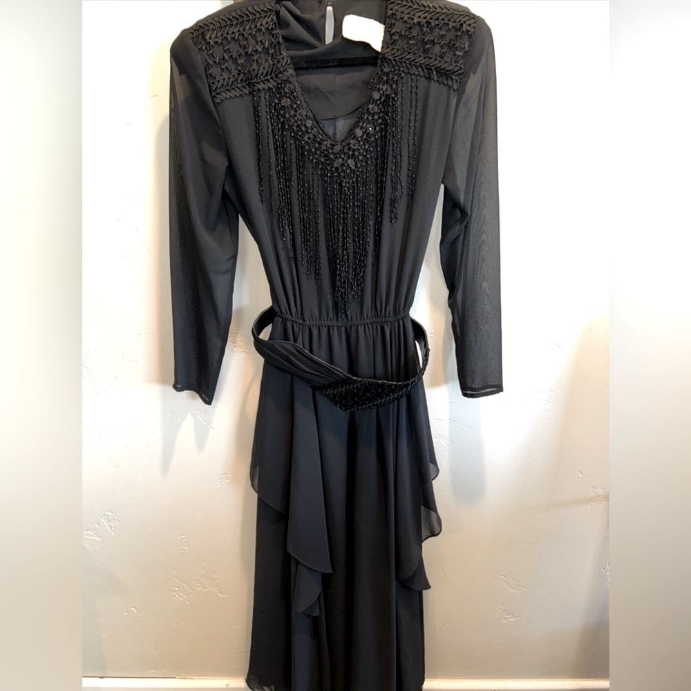 Vintage Spencer Alexis Black Long Sleeve Dress Sz Small